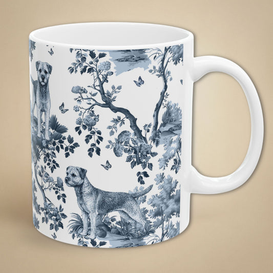 Border Terrier Mug - Toile Pattern
