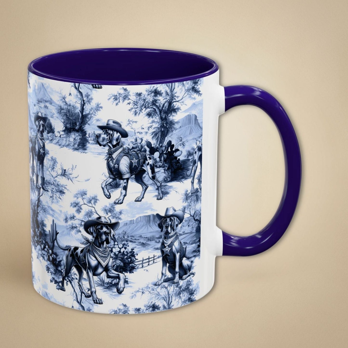 Great Dane Toile Mug - Western Cowboy