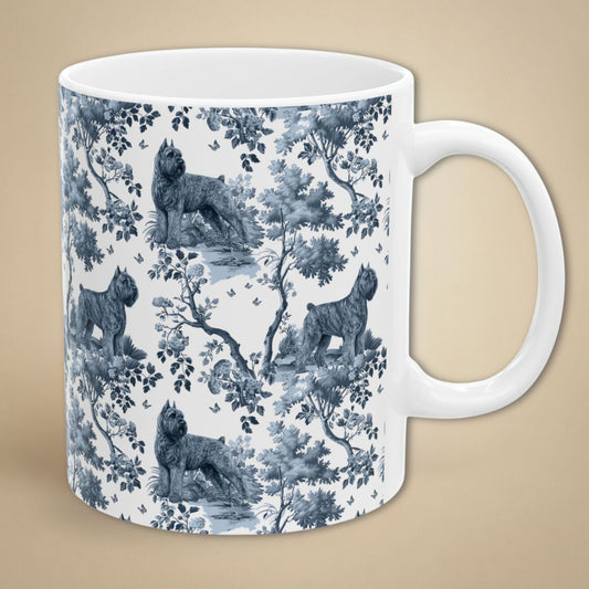 Bouvier des Flandres Cropped Mug - Blue Toile Pattern