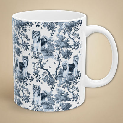 Biewer Terrier  Mug - Blue Toile Pattern