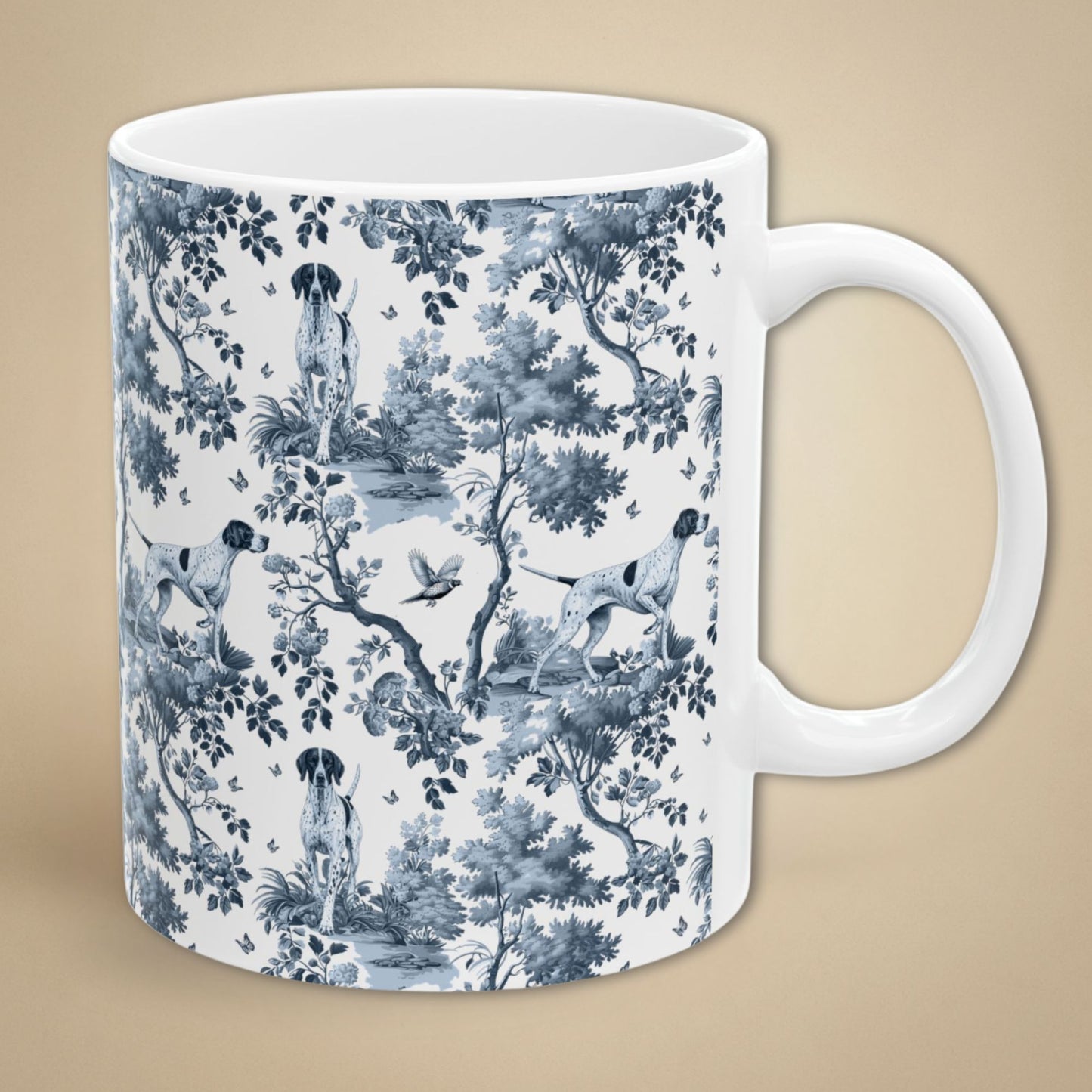 English Pointer Mug - Blue Toile Pattern