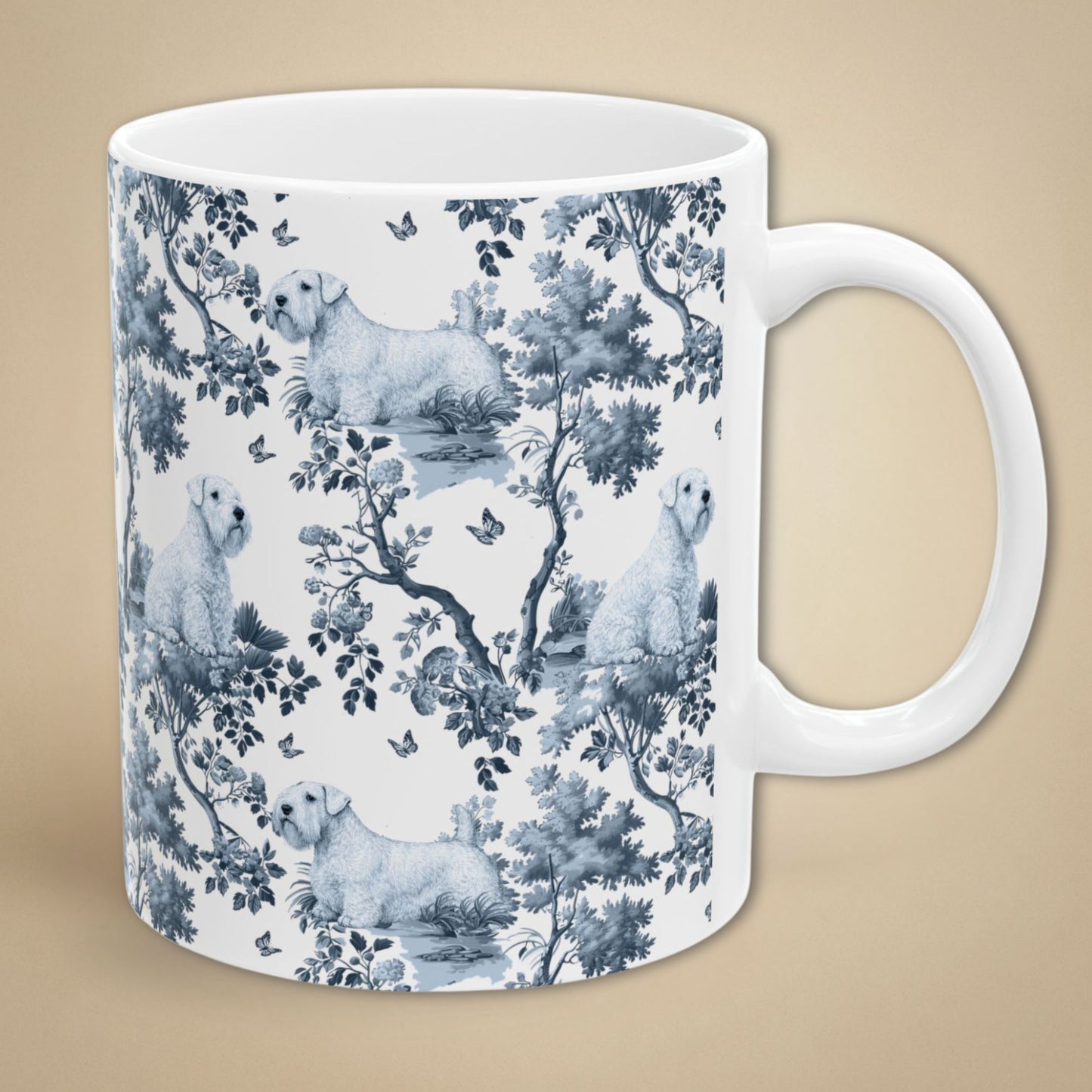 Sealyham Terrier Mug - Blue Toile Pattern