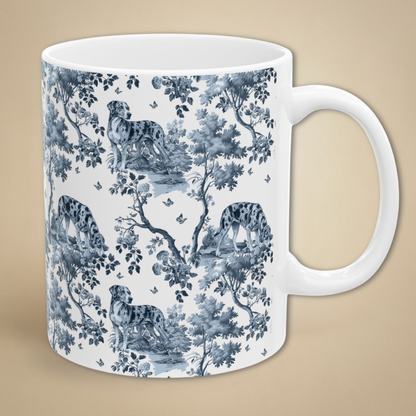 Catahoula Leopard Dog  Mug - Blue Toile Pattern