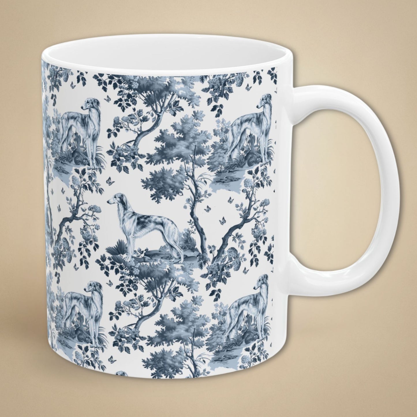 Silken Windhound Mug - Blue Toile Pattern
