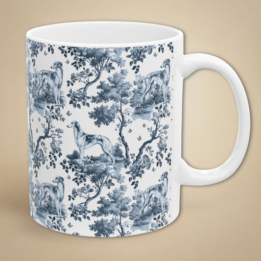 Silken Windhound Mug - Blue Toile Pattern