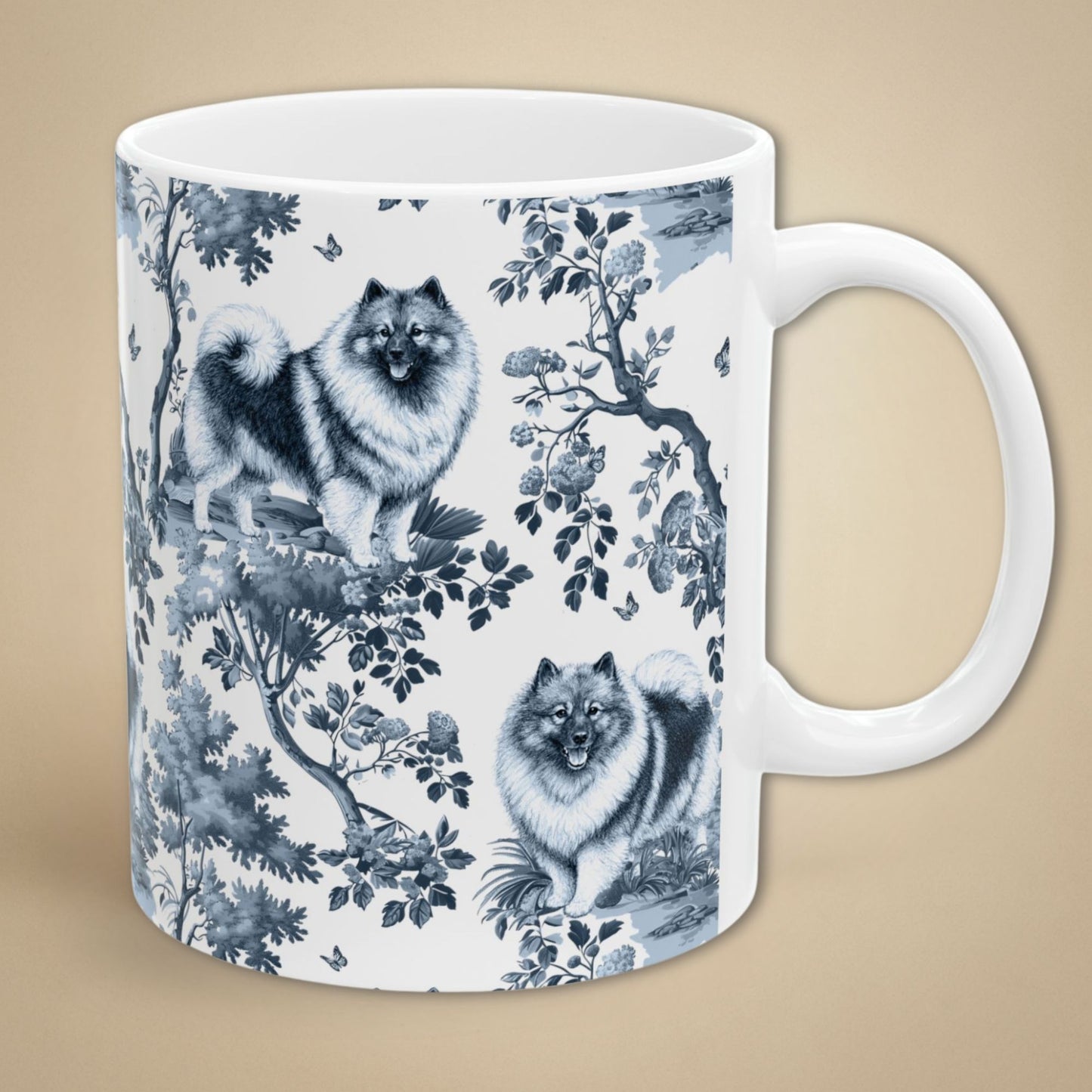 Keeshond Mug - Toile Pattern