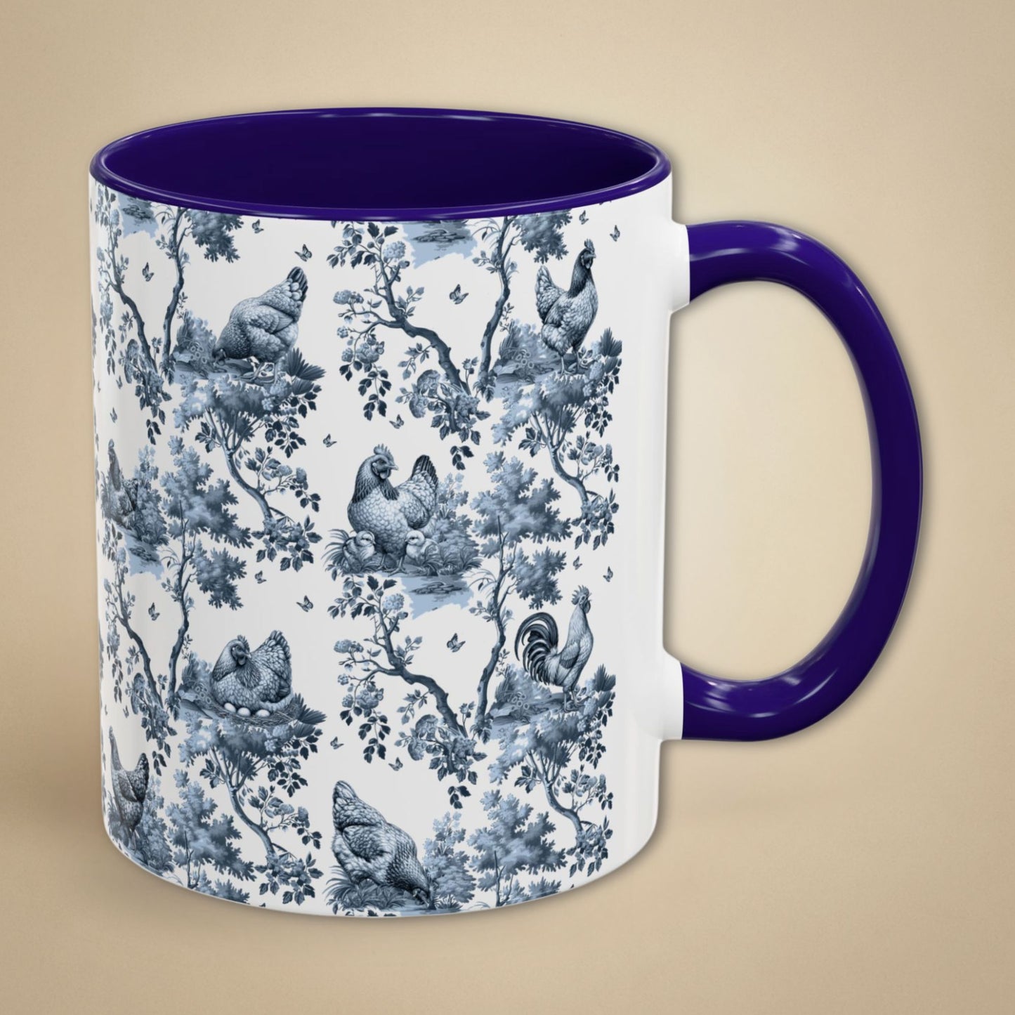 Chicken Mug - Toile Pattern