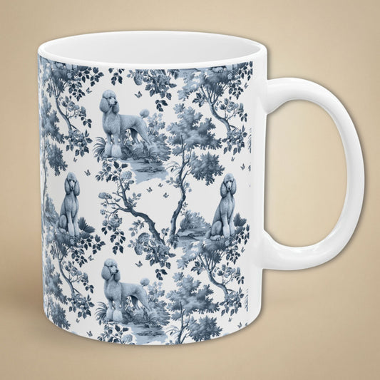 Standard Poodle Mug - Blue Toile Pattern
