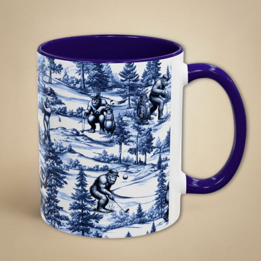 Bigfoot Golfing Toile Mug