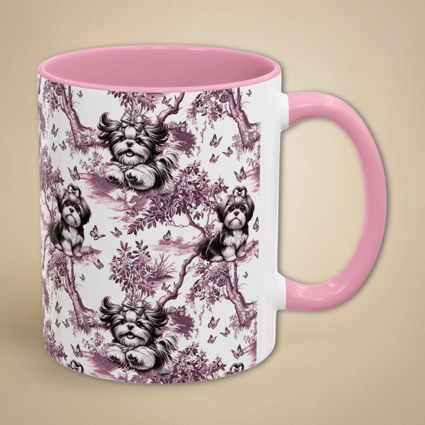 Shih Tzu Mug - Pink Toile