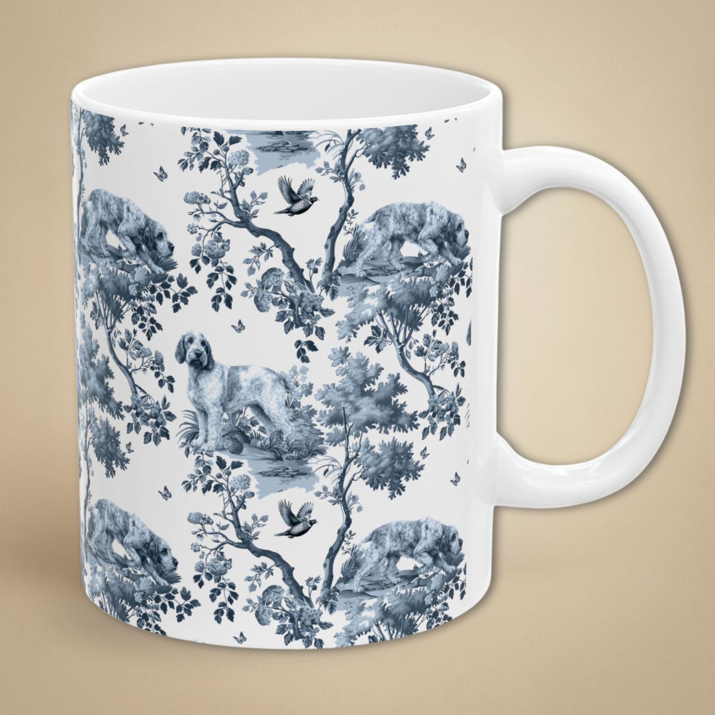 Spinone Italiano Mug - Blue Toile Pattern