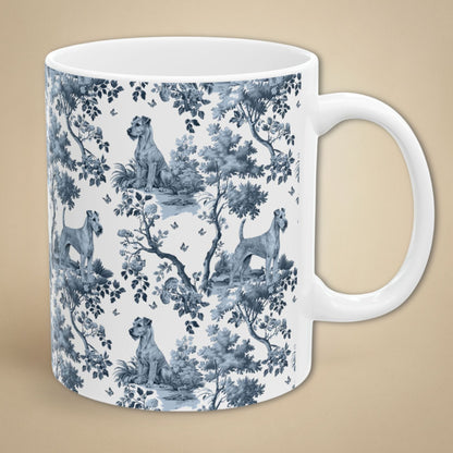 Irish Terrier Mug - Blue Toile Pattern