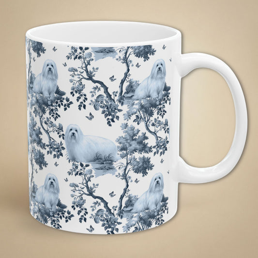Coton de Tulear Mug - Blue Toile Pattern