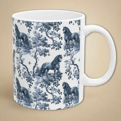 Friesian Horse Mug - Blue Toile Pattern