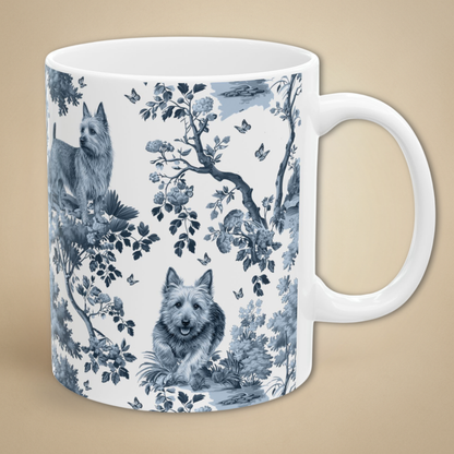 Australian Terrier Mug - Blue Toile Pattern
