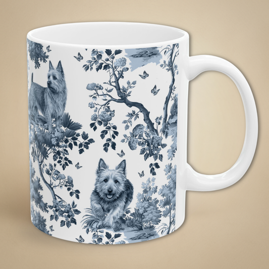 Australian Terrier Mug - Blue Toile Pattern