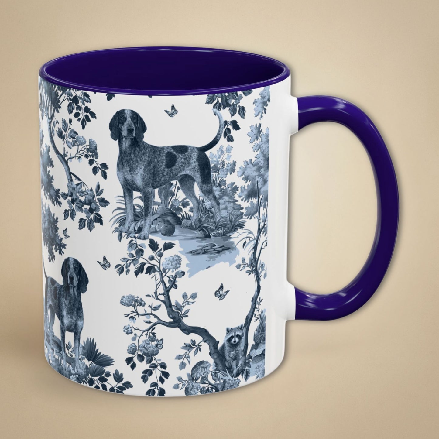 Bluetick Coonhound Mug - Toile Pattern