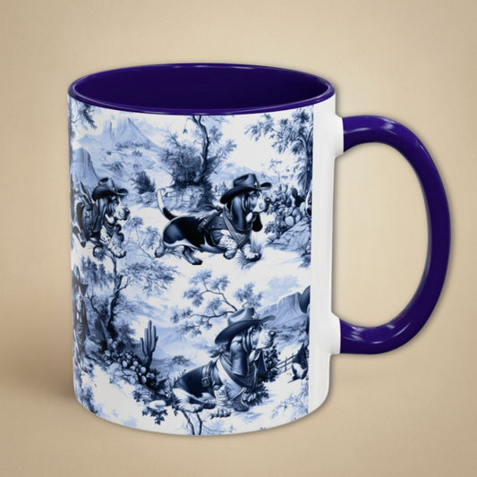 Basset Hound Toile Mug - Western Cowboy