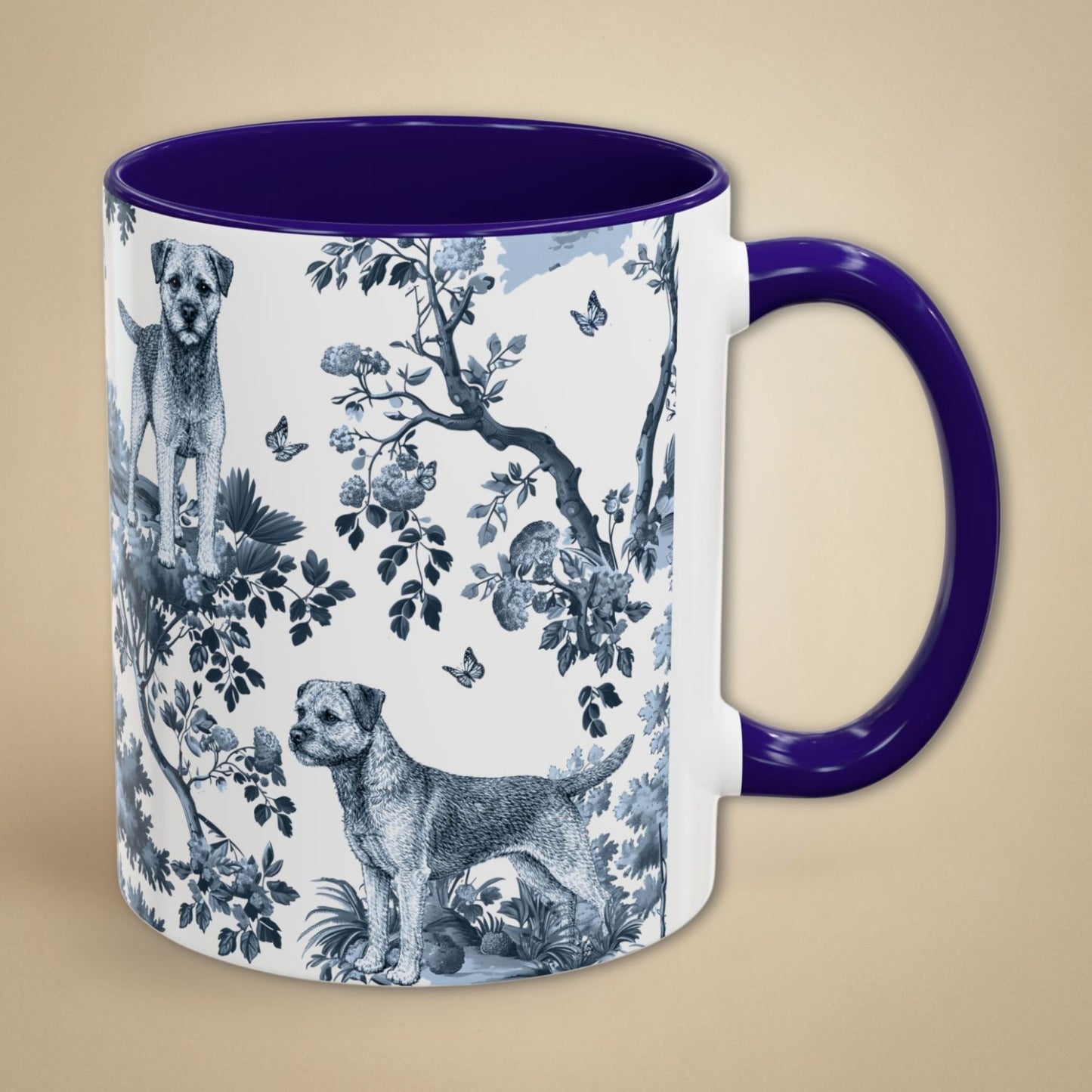 Border Terrier Mug - Toile Pattern