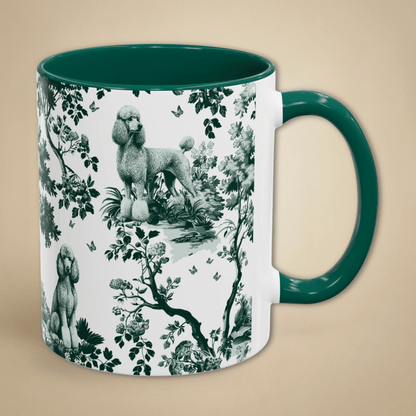 Standard Poodle Mug - Dark Green Mug Toile Pattern