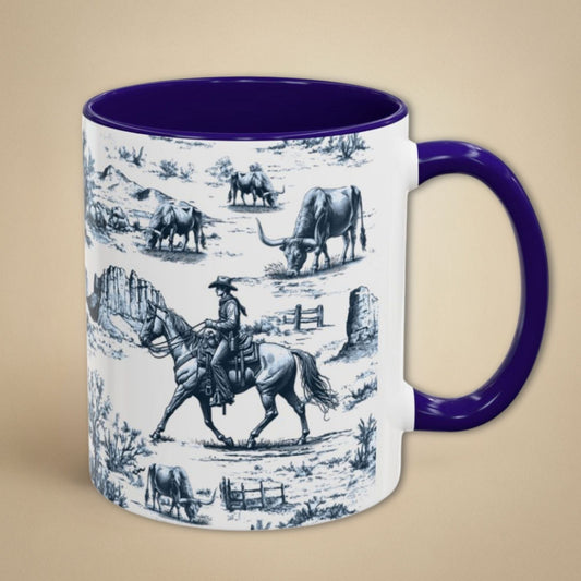 Horse Mug - Blue Texas Western Toile
