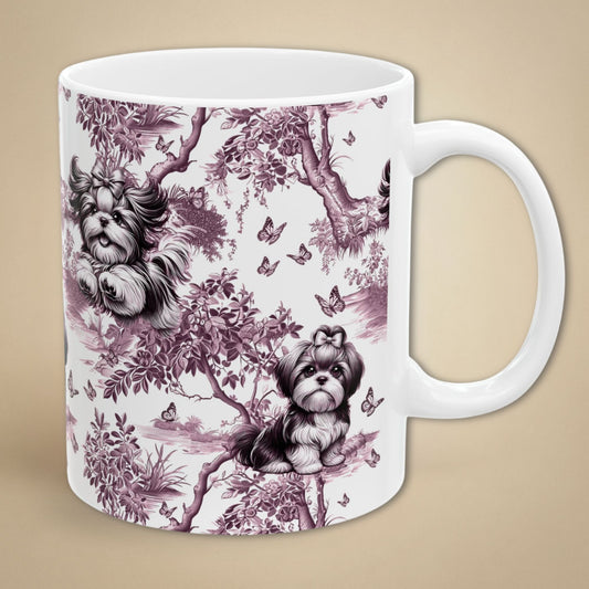 Shih Tzu Mug - Pink Toile Pattern