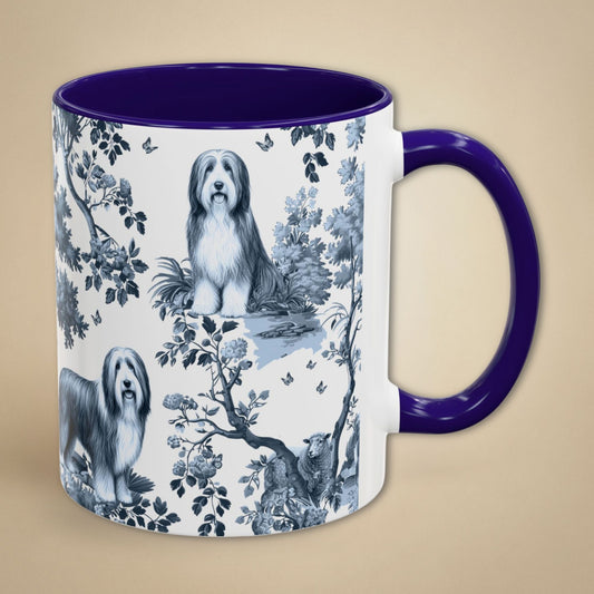 Bearded Collie Mug - Toile Pattern