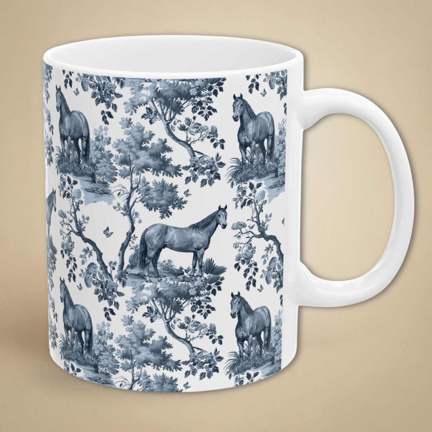 Quarter Horse Mug - Blue Toile Pattern