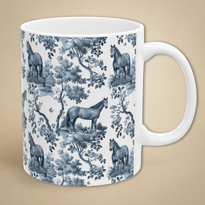 Quarter Horse Mug - Blue Toile Pattern