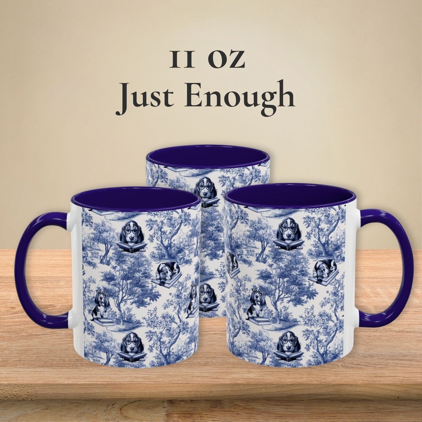Basset Hound Toile Mug - Reading Books