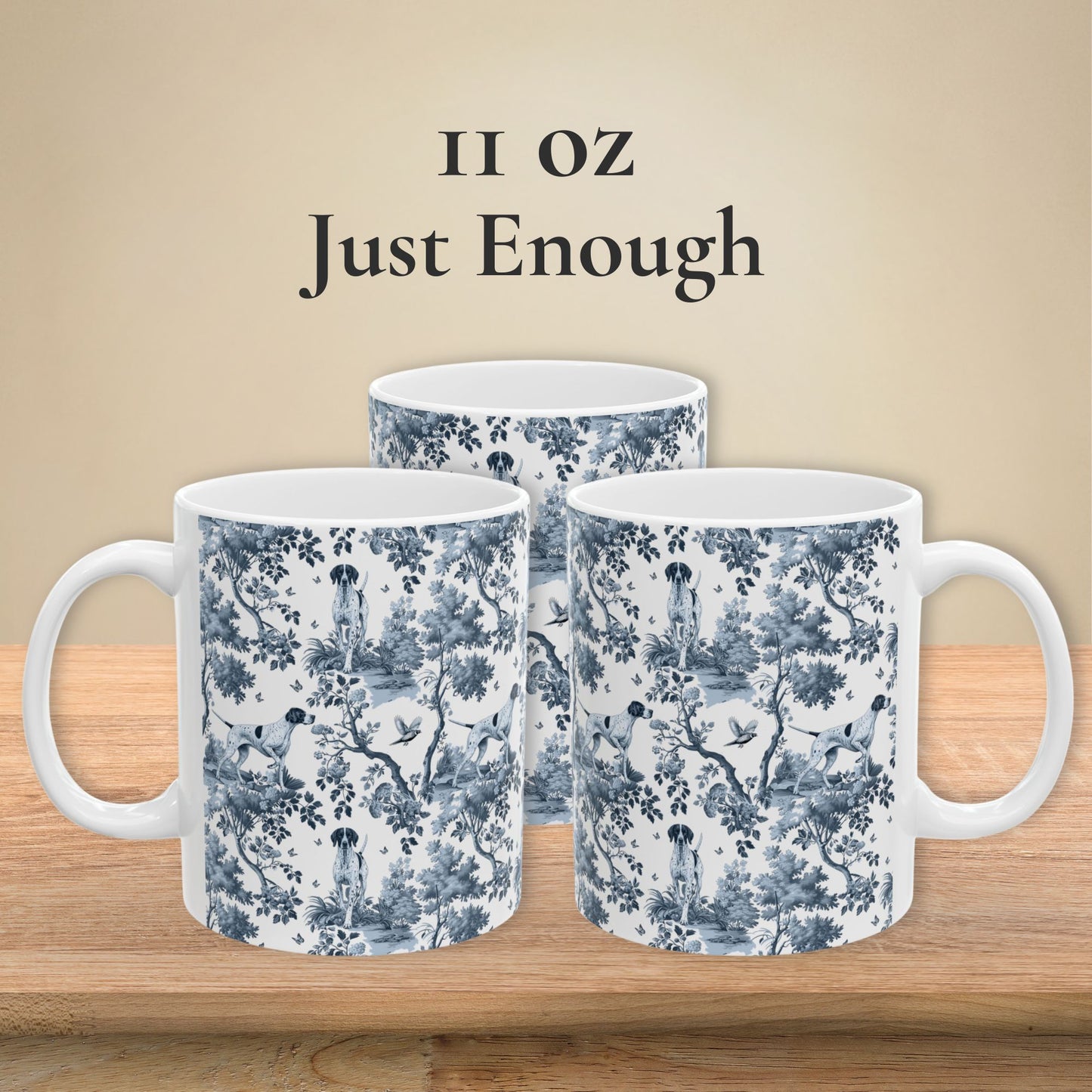 English Pointer Mug - Blue Toile Pattern