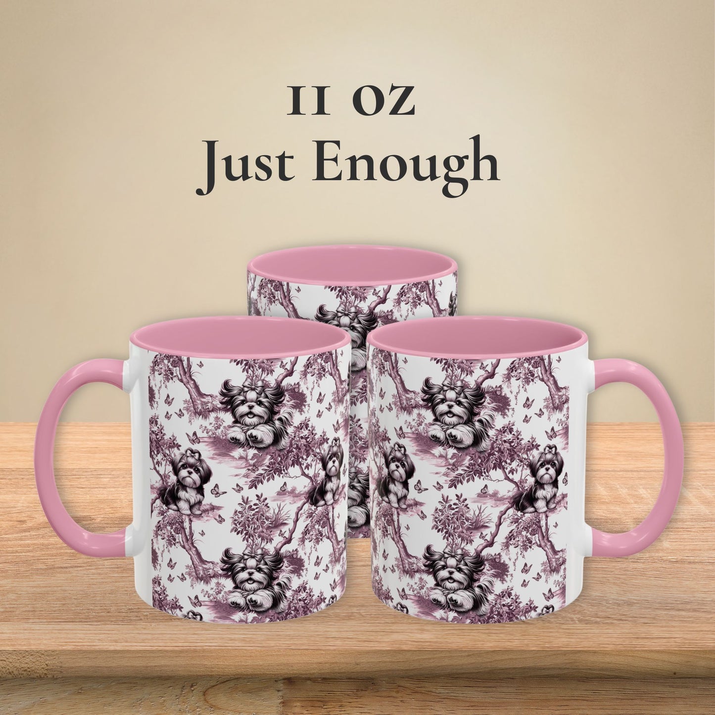 Shih Tzu Mug - Pink Toile