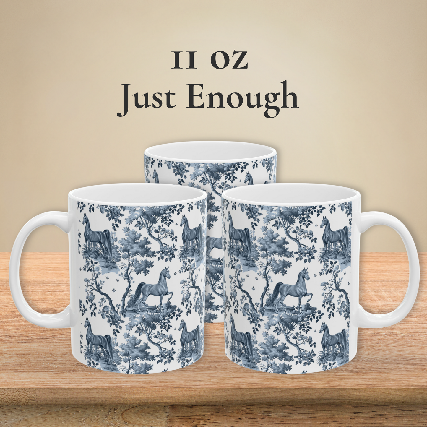 Saddlebred Horse Mug - Blue Toile Pattern