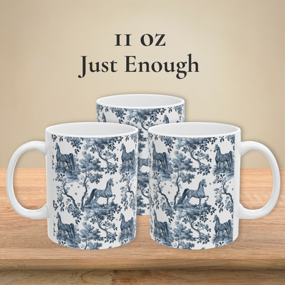 Saddlebred Horse Mug - Blue Toile Pattern