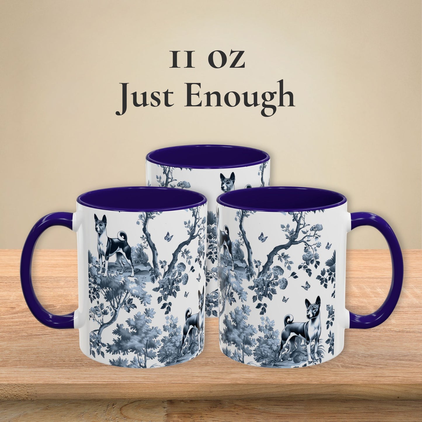 Basenji Mug - Toile Pattern