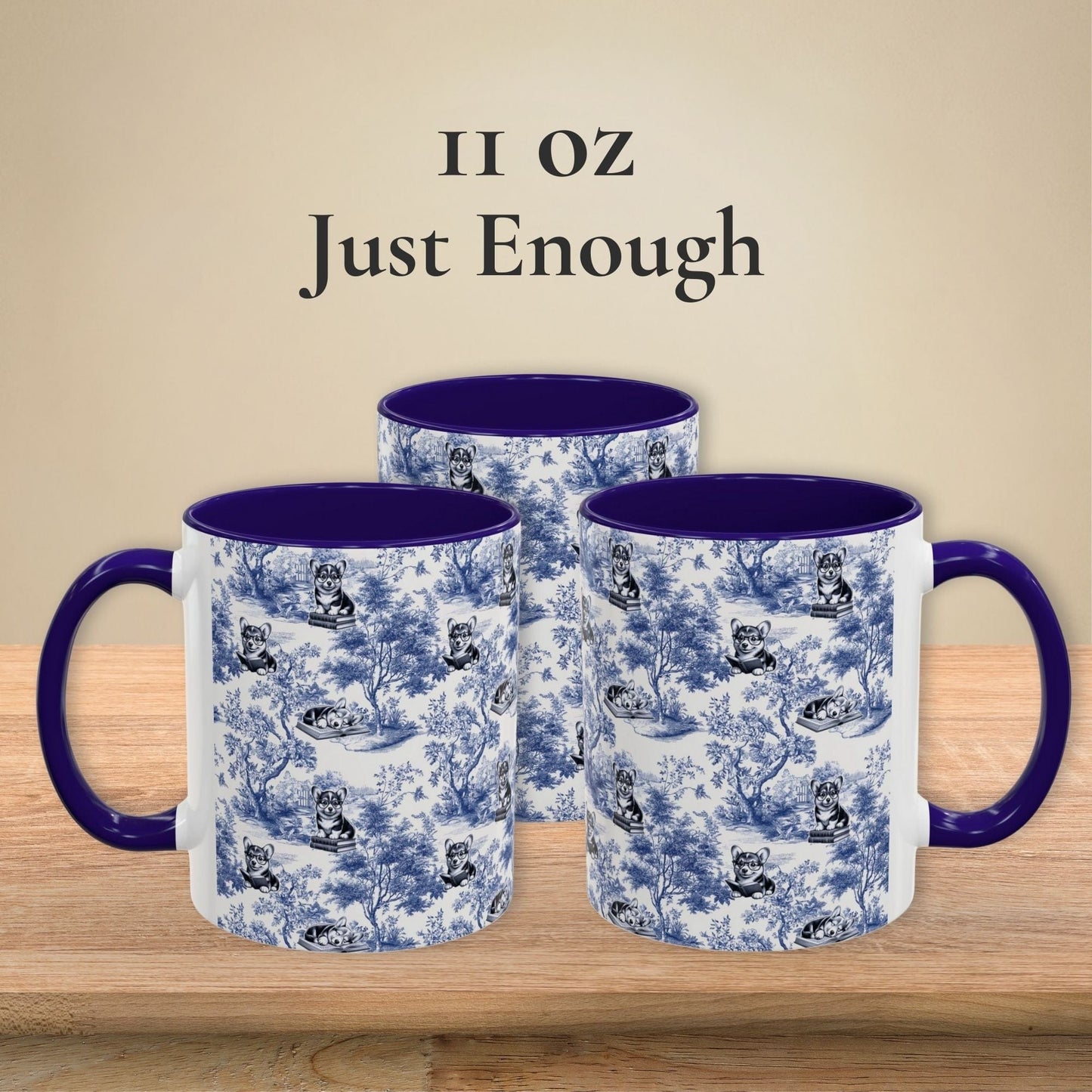 Corgi Toile Mug - Reading Books