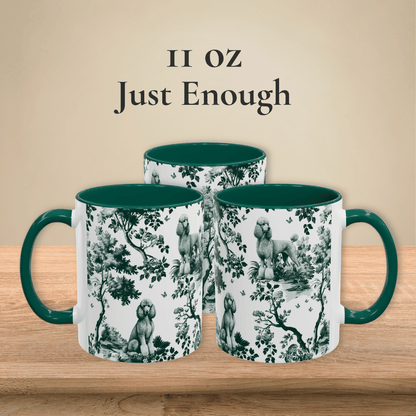 Standard Poodle Mug - Dark Green Mug Toile Pattern