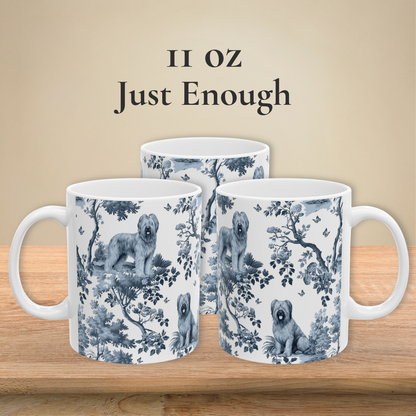 Briard Mug - Blue Toile Pattern