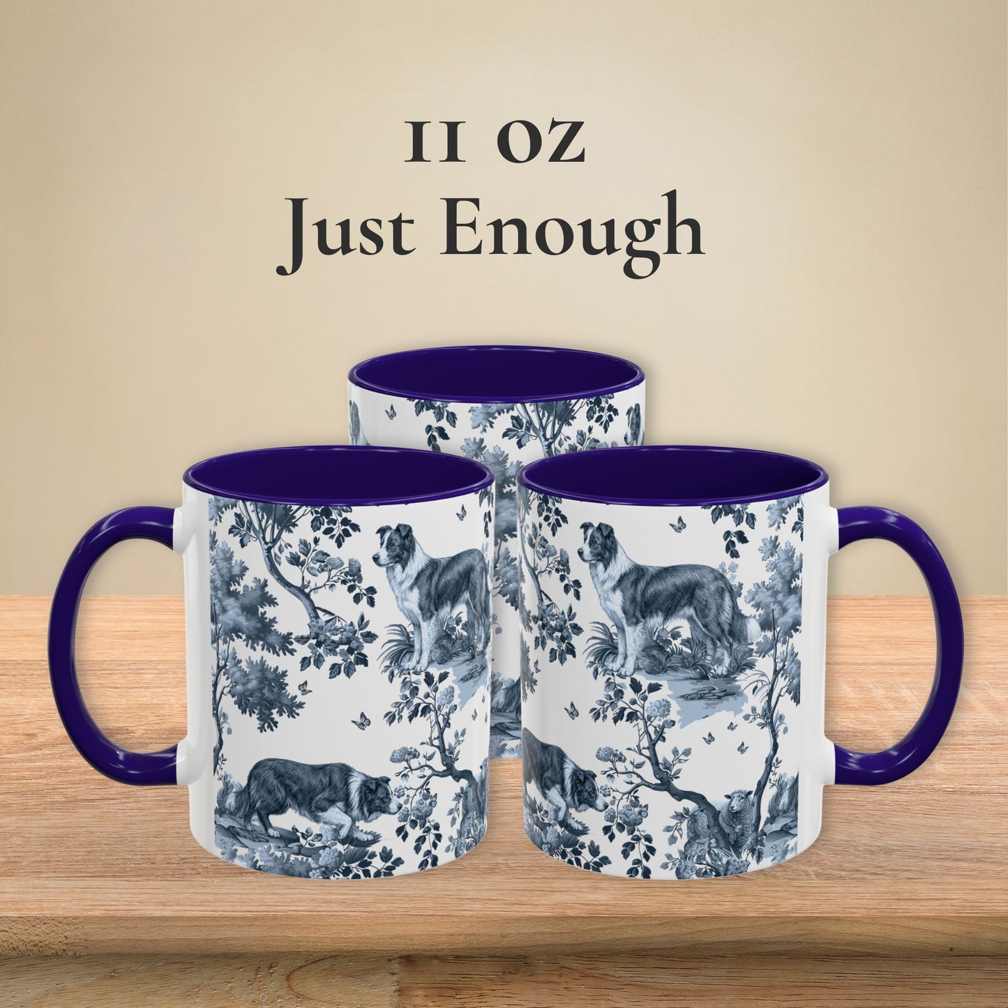 Border Collie Mug - Toile Pattern