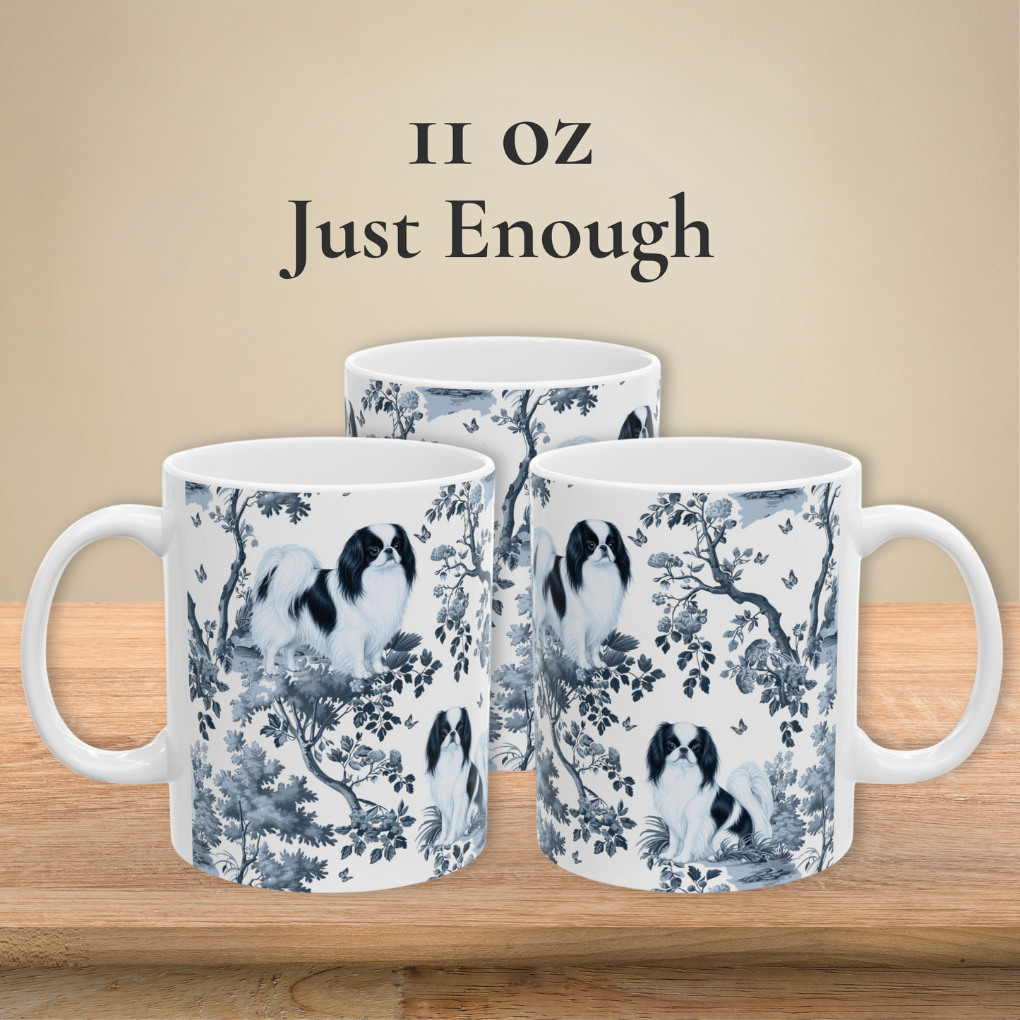 Smooth Fox Terrier blue toile coffee mug 11 oz with white handle front view
