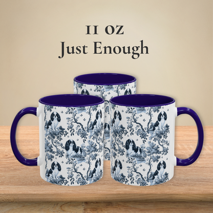 English Toy Spaniel blue toile coffee mug 11 oz front view