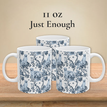 Golden Retriever Mug - Blue Toile Pattern