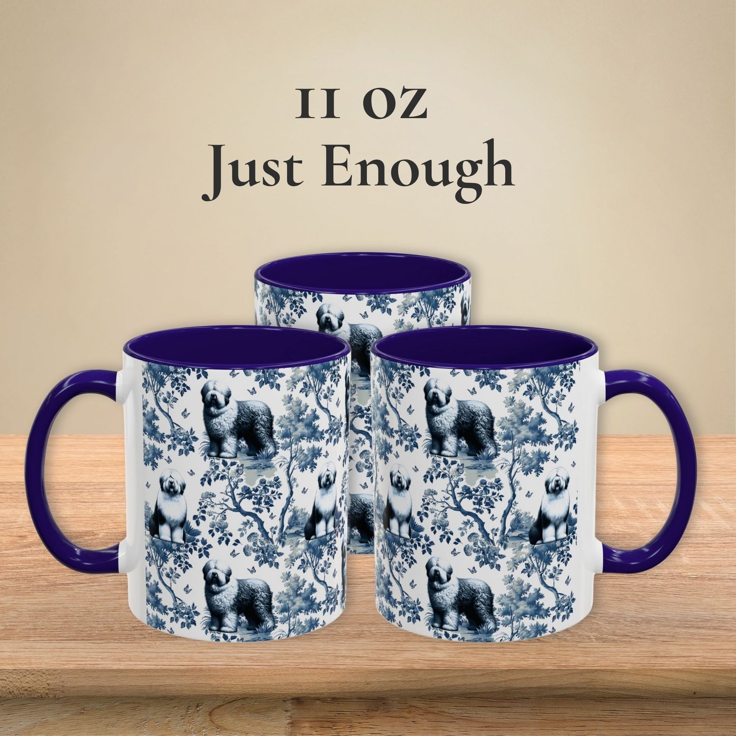 Old English Sheepdog Mug - Toile Pattern