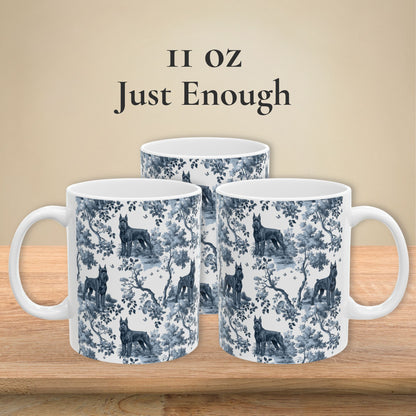 Giant Schnauzer Mug - Blue Toile Pattern