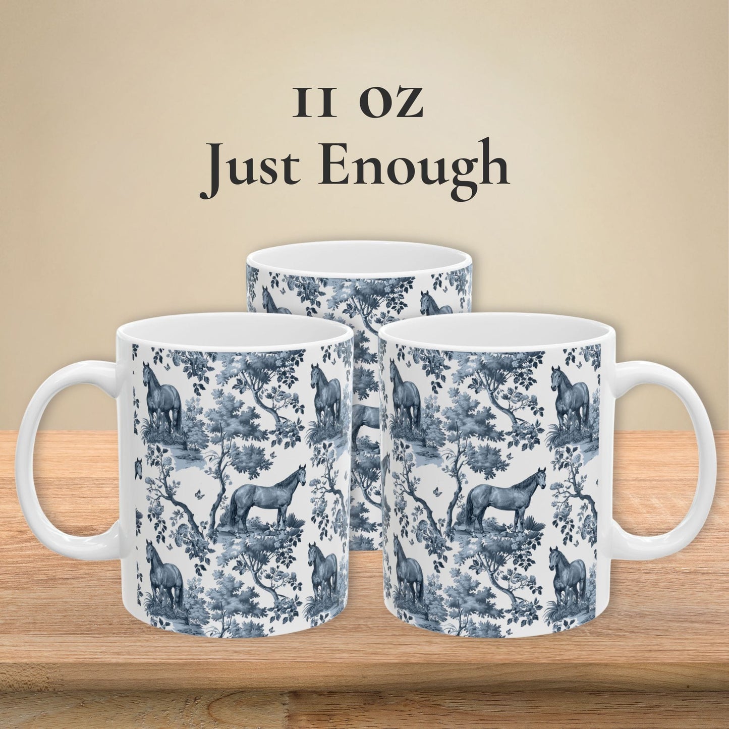 Quarter Horse Mug - Blue Toile Pattern