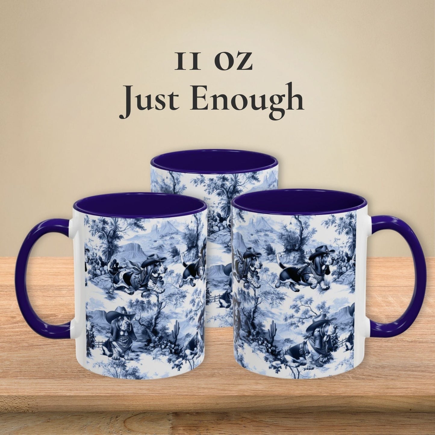 Basset Hound Toile Mug - Western Cowboy