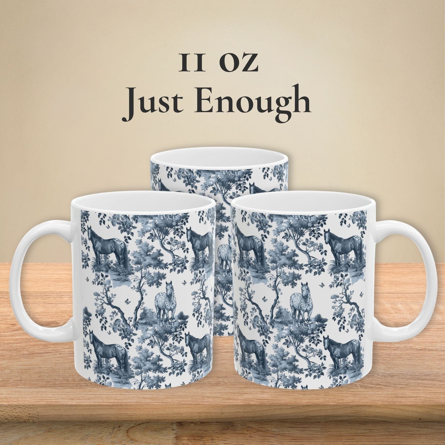 Appaloosa Horse Mug - Blue Toile Pattern
