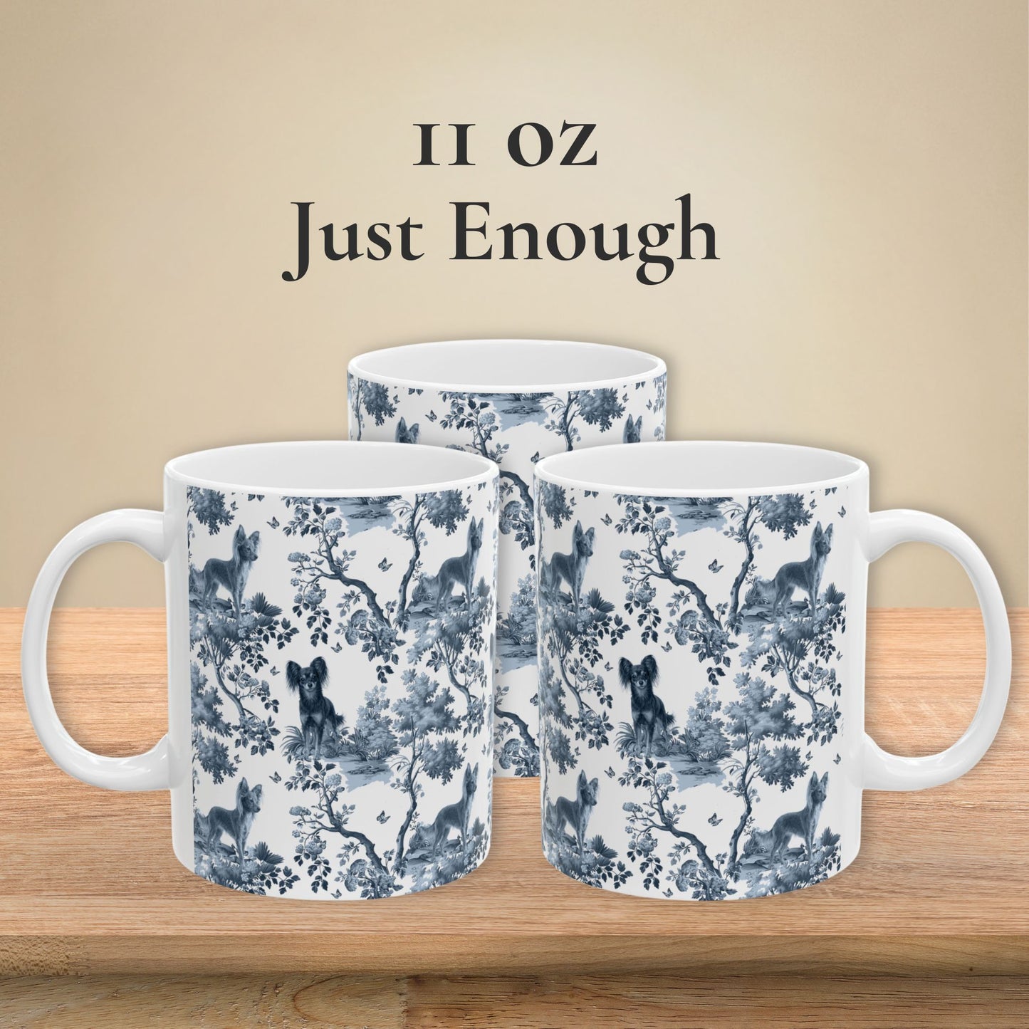 Russian Toy Mug - Blue Toile Pattern