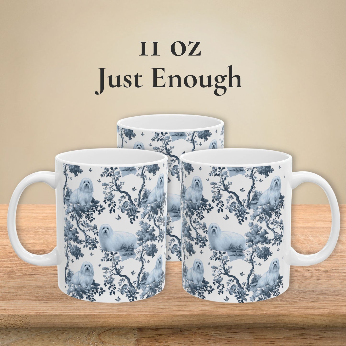 Coton de Tulear Mug - Blue Toile Pattern