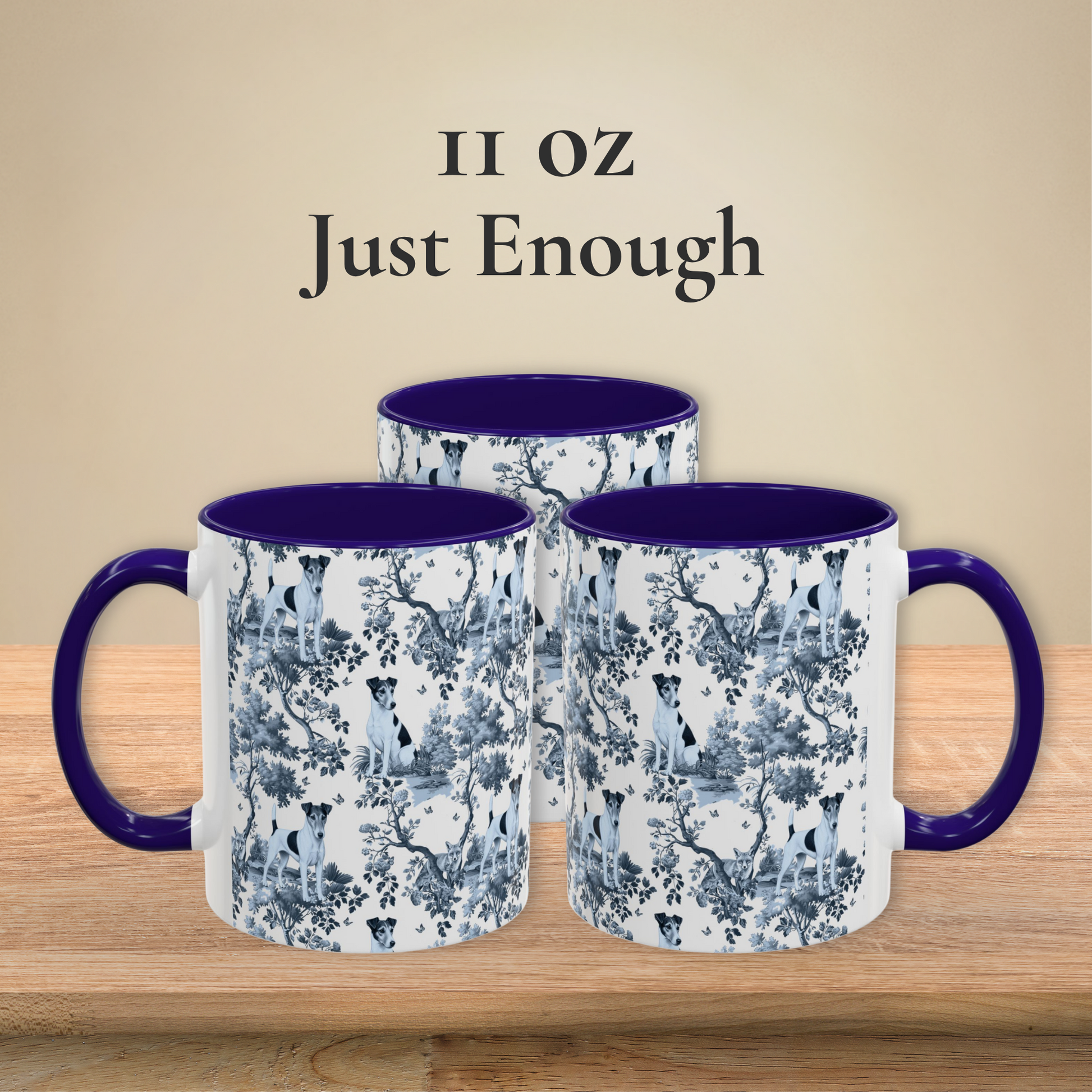 Smooth Fox Terrier blue toile coffee mug 11 oz front view